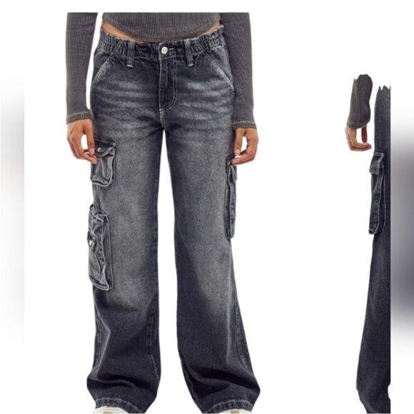 BDG Denim - NWT BDG Urban Outfitters Y2K Low Rise Womens Cargo Jeans Washed Black XS